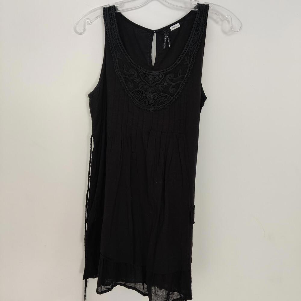 Lapis Women's 100% Cotton Tunic Size Medium Mini Dress Lace Bohemian Summer